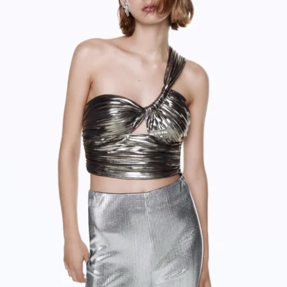 Zara Tops - NWT! Zara Metallic Asymmetrical Top